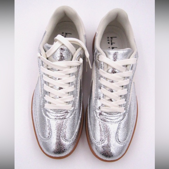 Nicole Miller Breanne Distressed Silver Sneakers    New without box - Picture 2 of 7